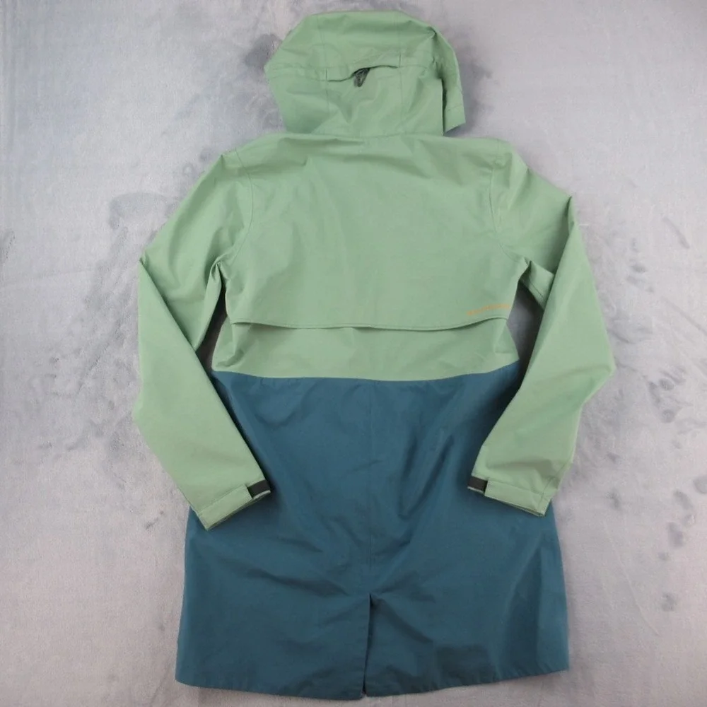 Cotopaxi Cielo Rain Trench Jacket Green Blue Colorblock Hooded Womens Size S - Picture 7 of 9